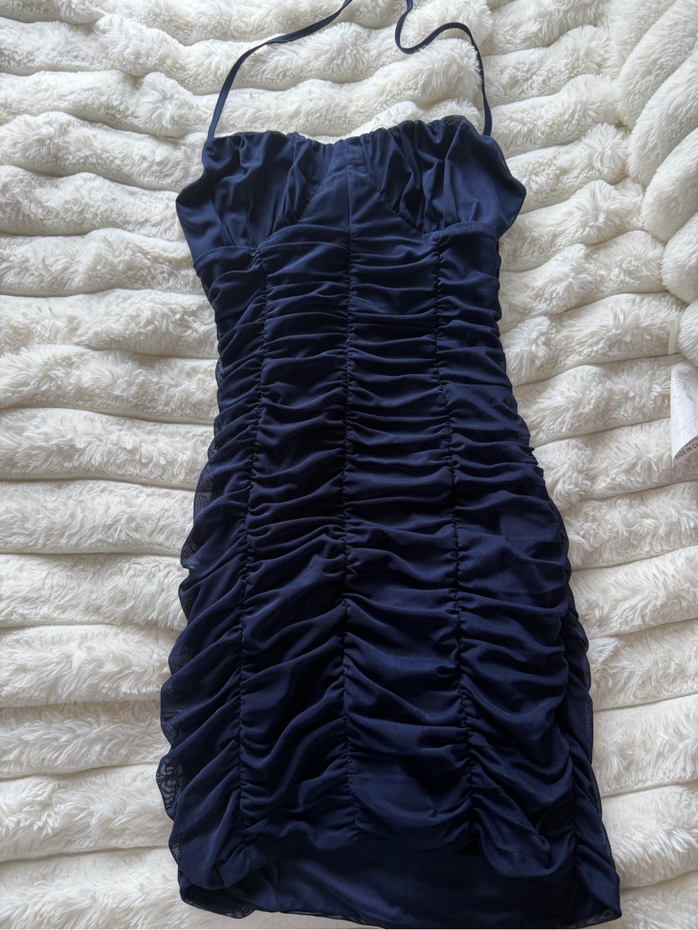 Tiger Mist Navy Ruched Halter Bodycon Dress - Women